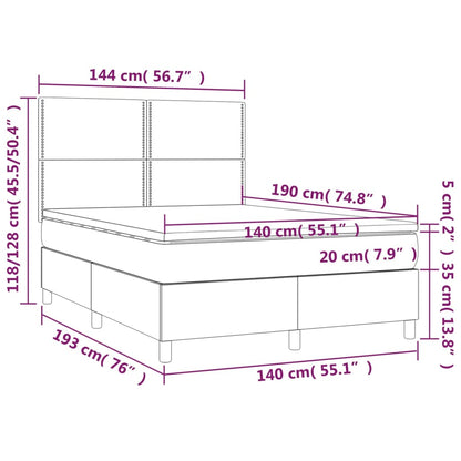 Boxspring Met Matras En Led Kunstleer Zwart 140X190 Cm - Design Meubelz