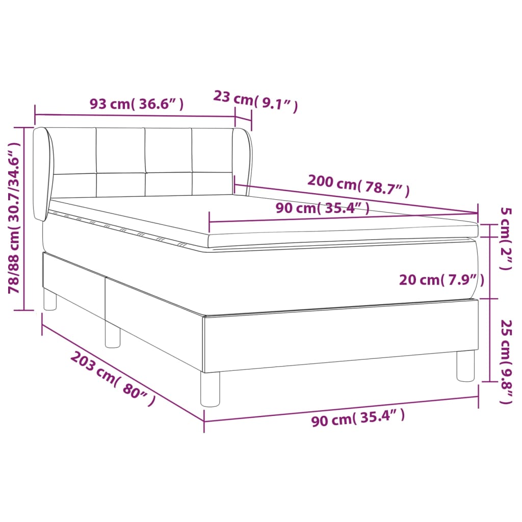 Boxspring Met Matras Stof Taupe 90X200 Cm - Design Meubelz