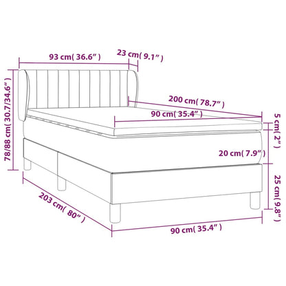 Boxspring Met Matras Stof Zwart 90X200 Cm - Design Meubelz