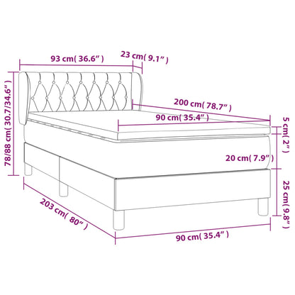 Boxspring Met Matras Stof Zwart 90X200 Cm - Design Meubelz