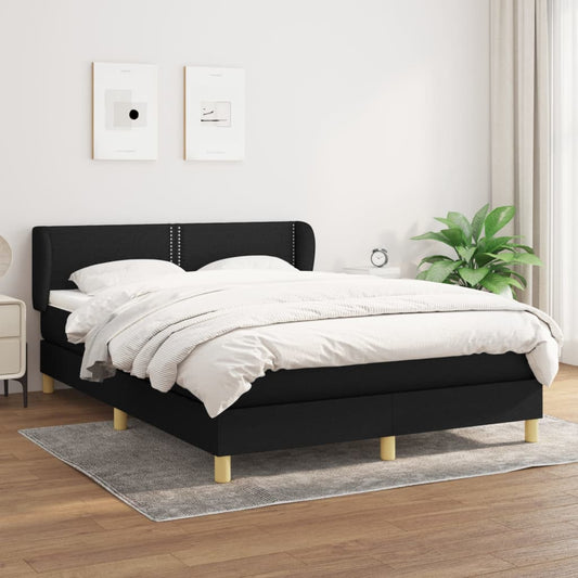 Boxspring Met Matras Stof Zwart 140X190 Cm - Design Meubelz