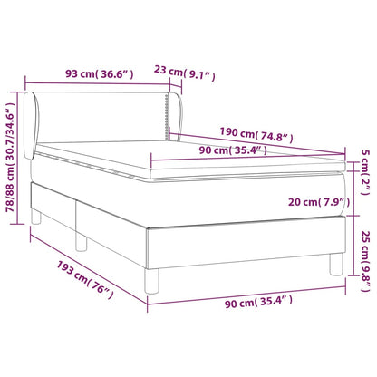 Boxspring Met Matras Fluweel Donkergrijs 90X190 Cm - Design Meubelz