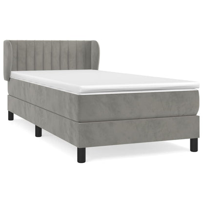 Boxspring Met Matras Fluweel Lichtgrijs 90X190 Cm - Design Meubelz