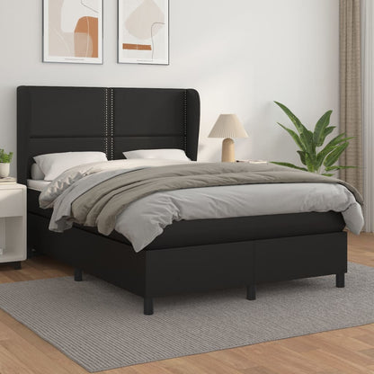 Boxspring Met Matras Kunstleer Zwart 140X190 Cm - Design Meubelz