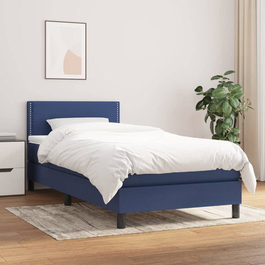 Boxspring Met Matras Stof Blauw 90X190 Cm - Design Meubelz