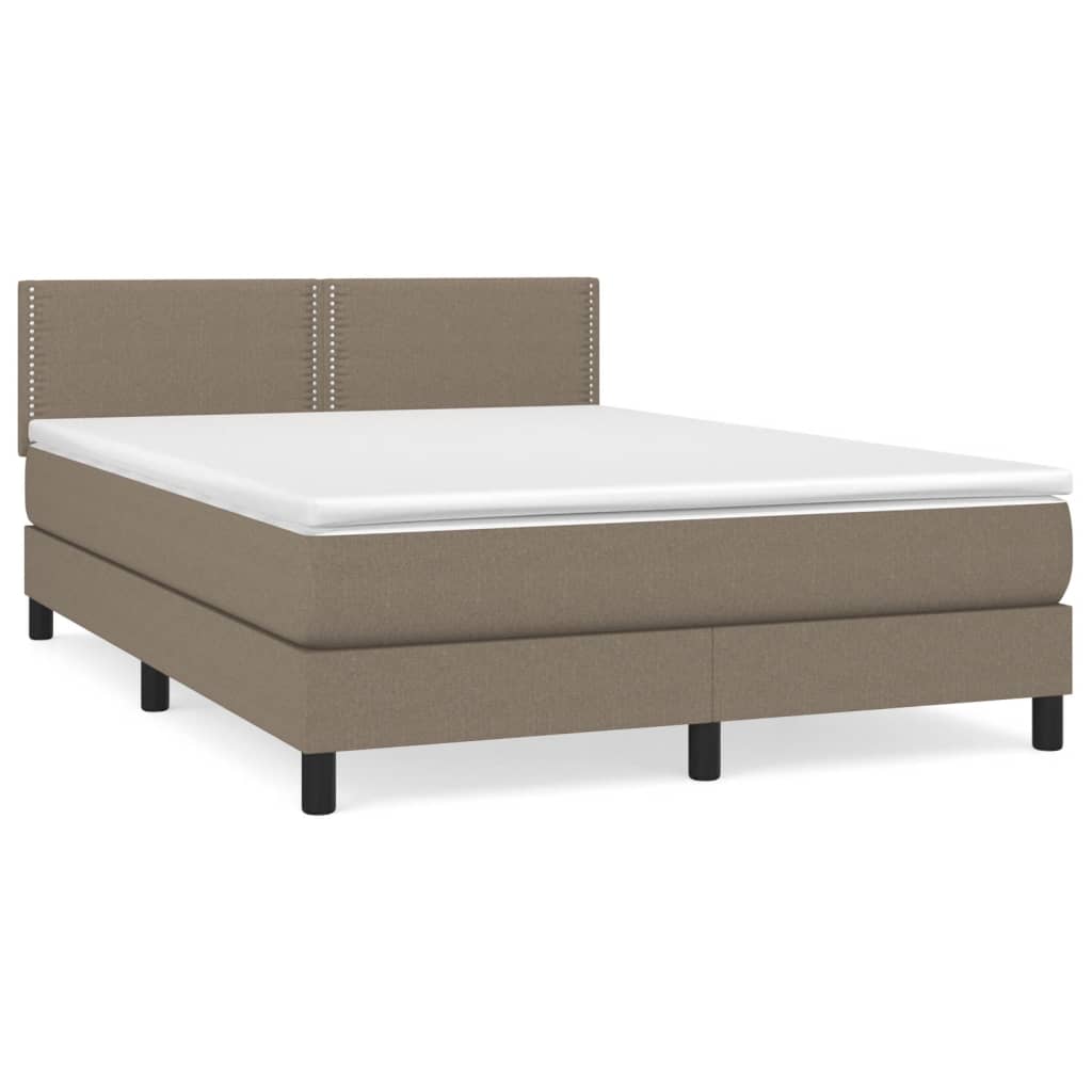 Boxspring Met Matras Stof Taupe 140X190 Cm - Design Meubelz