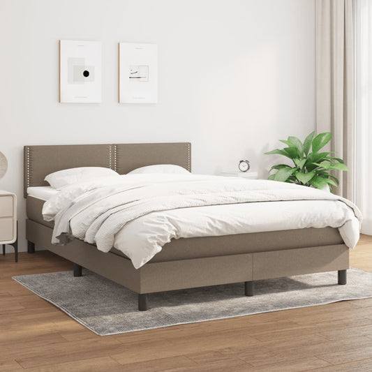 Boxspring Met Matras Stof Taupe 140X190 Cm - Design Meubelz