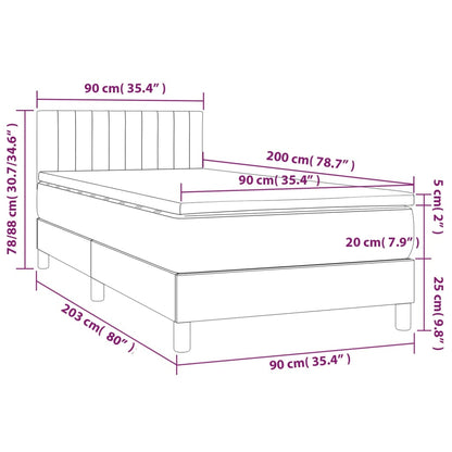 Boxspring Met Matras Stof Zwart 90X200 Cm - Design Meubelz