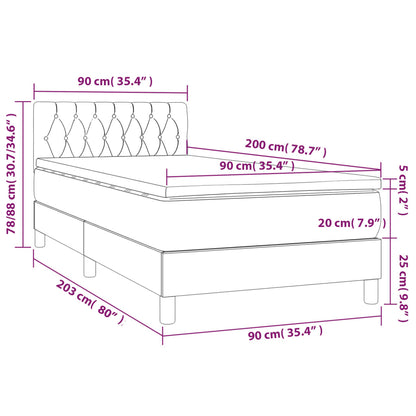 Boxspring Met Matras Stof Taupe 90X200 Cm - Design Meubelz