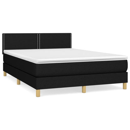 Boxspring Met Matras Stof Zwart 140X190 Cm - Design Meubelz