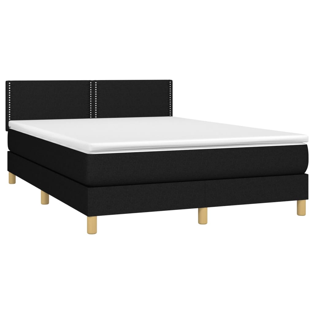 Boxspring Met Matras Stof Zwart 140X190 Cm - Design Meubelz