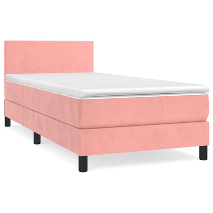 Boxspring Met Matras Fluweel Roze 80X200 Cm - Design Meubelz