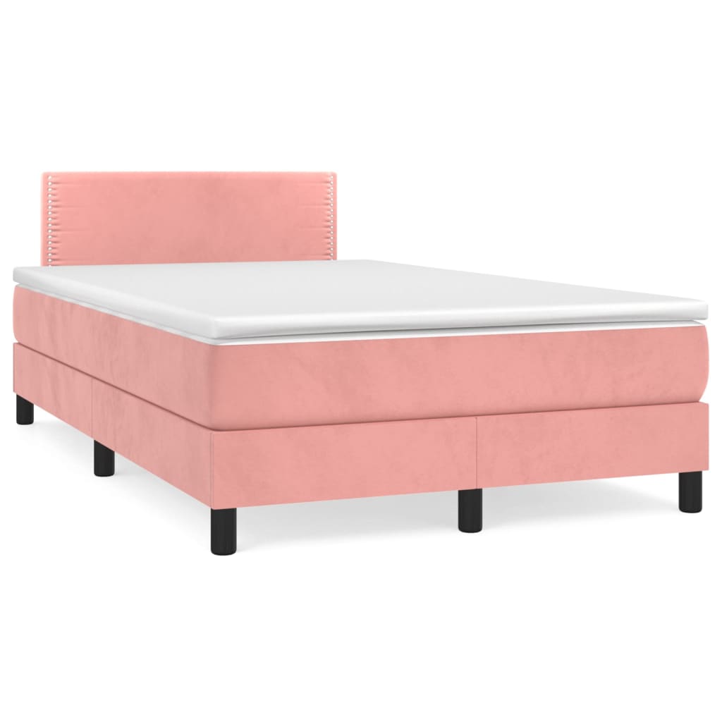 Boxspring Met Matras Fluweel Roze 120X200 Cm - Design Meubelz