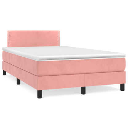 Boxspring Met Matras Fluweel Roze 120X200 Cm - Design Meubelz