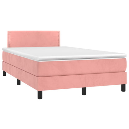 Boxspring Met Matras Fluweel Roze 120X200 Cm - Design Meubelz