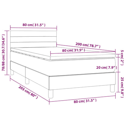 Boxspring Met Matras Fluweel Lichtgrijs 80X200 Cm - Design Meubelz