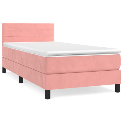 Boxspring Met Matras Fluweel Roze 80X200 Cm - Design Meubelz