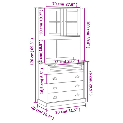 Hoge Kast Vigo 80X40X176 Cm Massief Grenenhout Grijs - Design Meubelz