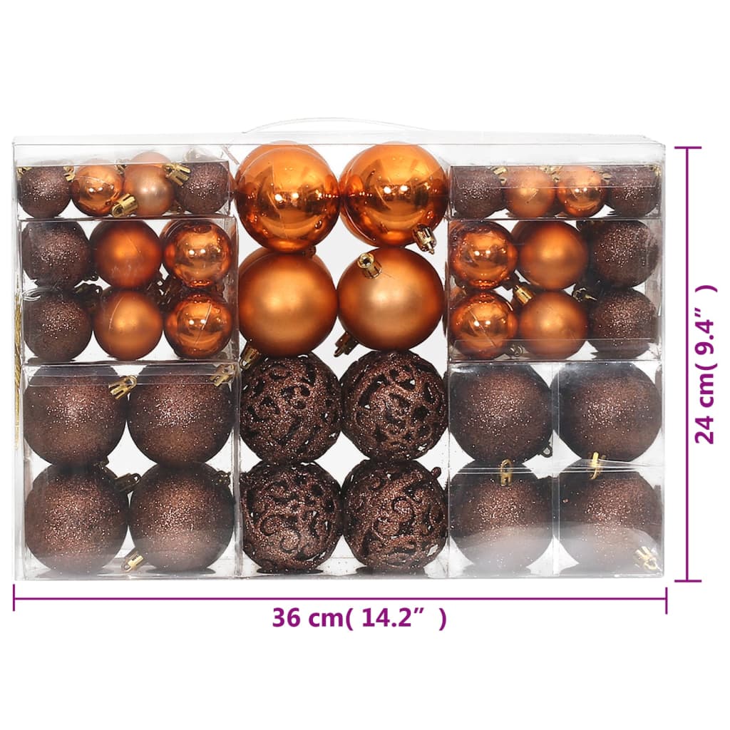 Kerstballen 100 St 3/4/6 Cm Bruin Bruin - Design Meubelz