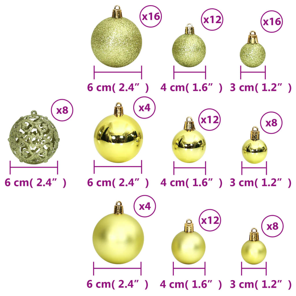 Kerstballen 100 St 3/4/6 Cm Lichtgroen Lichtgroen - Design Meubelz