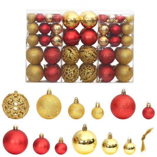 Kerstballen 100 St 3/4/6 Cm Goudkleurig En Wijnrood Rood en goud - Design Meubelz