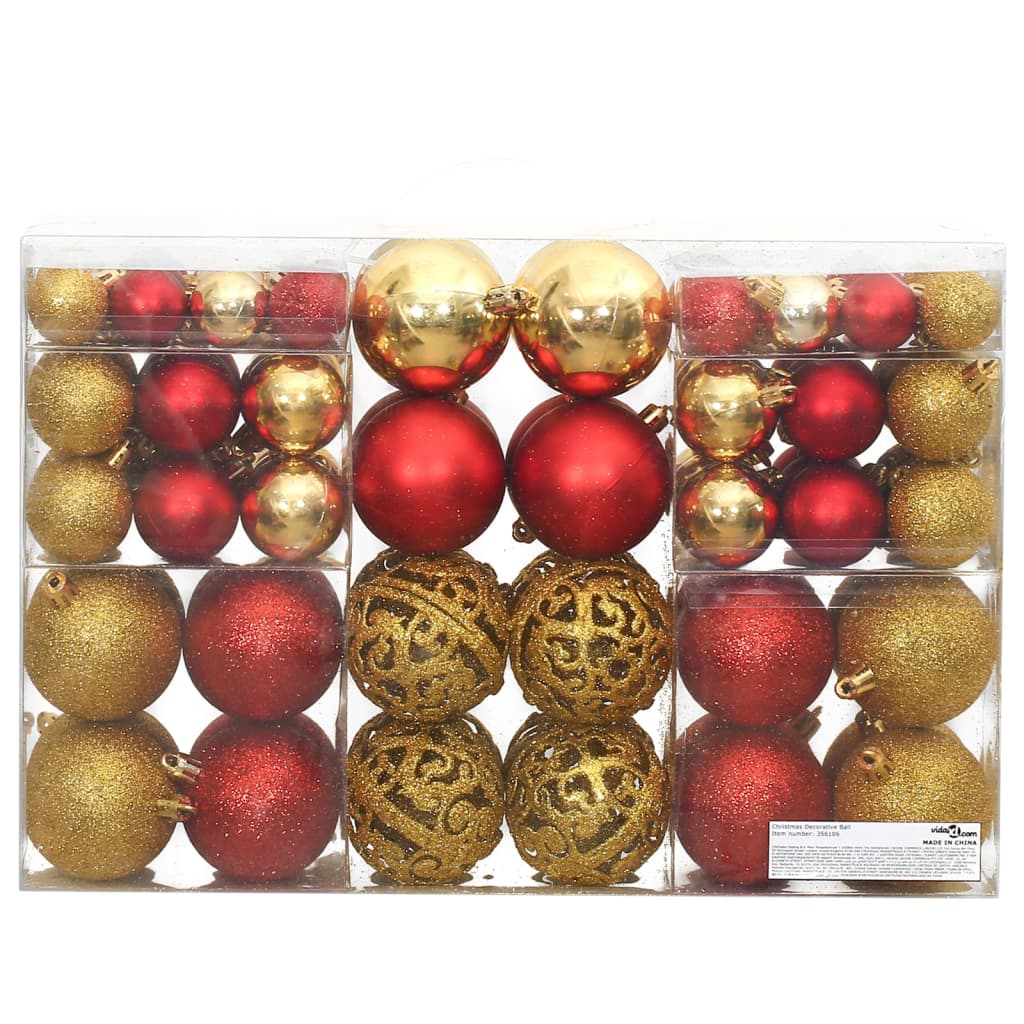 Kerstballen 100 St 3/4/6 Cm Goudkleurig En Wijnrood Rood en goud - Design Meubelz