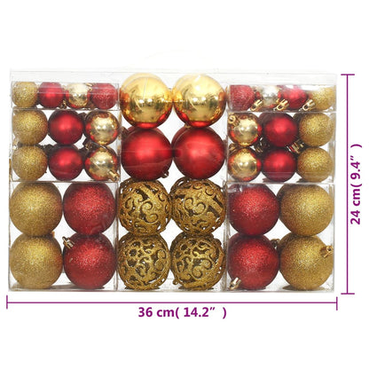 Kerstballen 100 St 3/4/6 Cm Goudkleurig En Wijnrood Rood en goud - Design Meubelz