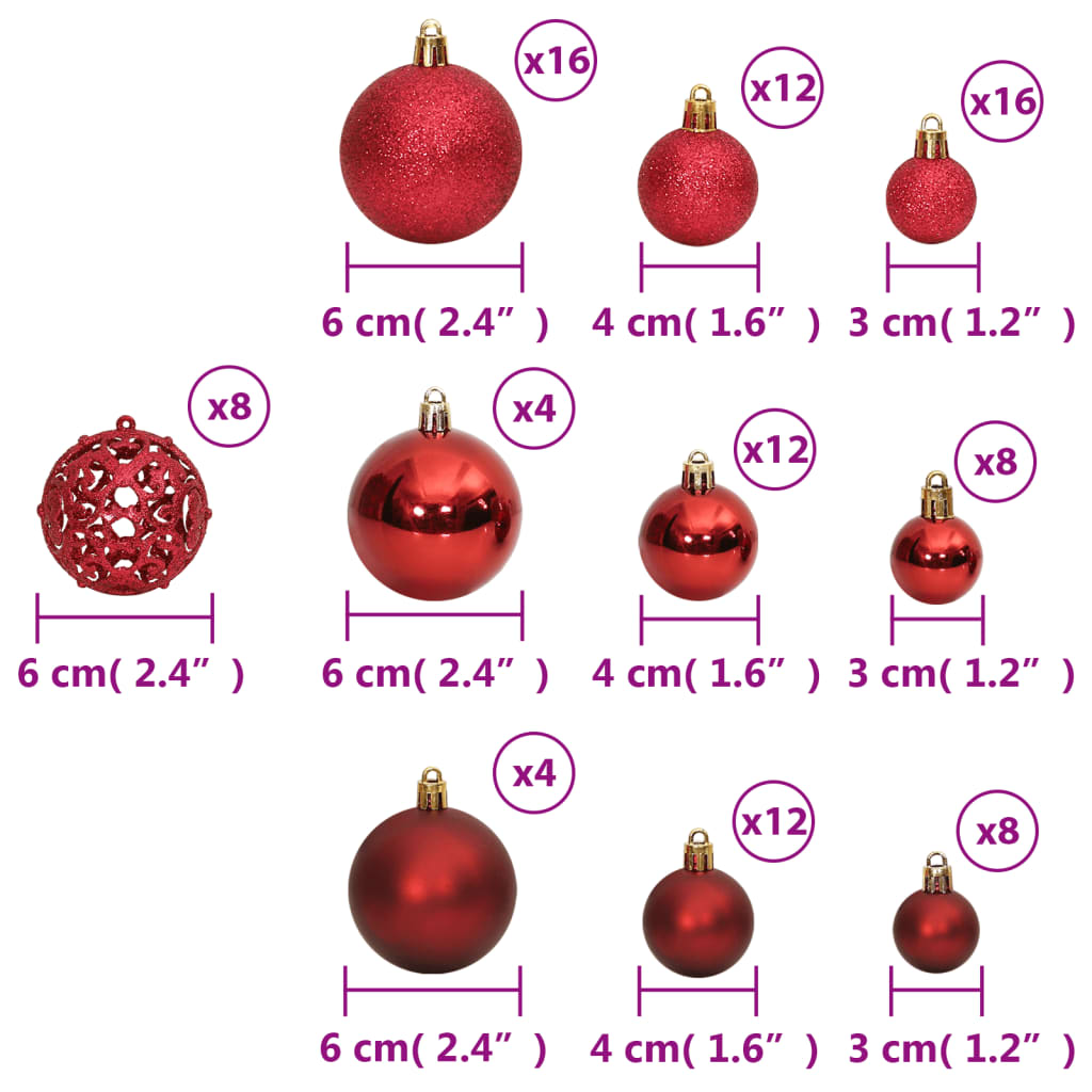 Kerstballen 100 St 3/4/6 Cm Wijnrood Wijnrood - Design Meubelz