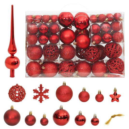 111-Delige Kerstballenset Polystyreen Rood Rood - Design Meubelz