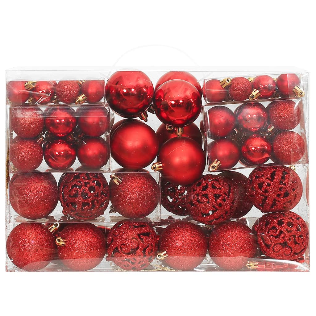 111-Delige Kerstballenset Polystyreen Rood Rood - Design Meubelz