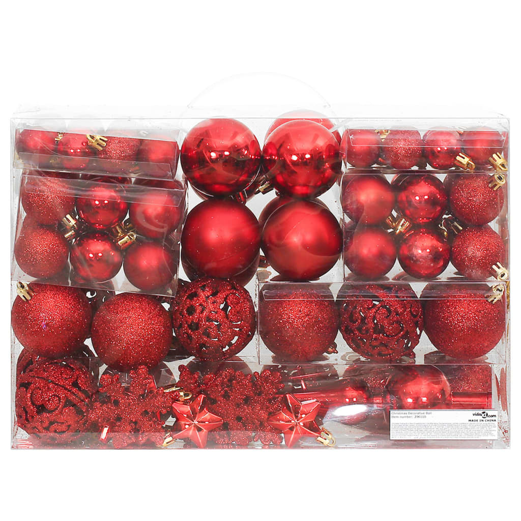 111-Delige Kerstballenset Polystyreen Rood Rood - Design Meubelz