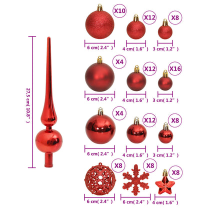 111-Delige Kerstballenset Polystyreen Rood Rood - Design Meubelz