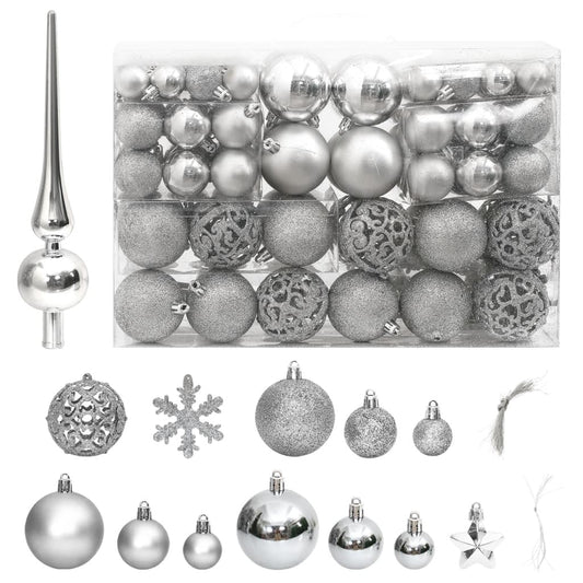 111-Delige Kerstballenset Polystyreen Zilverkleurig Zilver - Design Meubelz