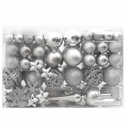 111-Delige Kerstballenset Polystyreen Zilverkleurig Zilver - Design Meubelz