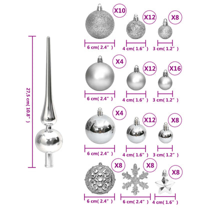 111-Delige Kerstballenset Polystyreen Zilverkleurig Zilver - Design Meubelz