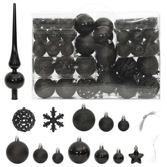 111-Delige Kerstballenset Polystyreen Zwart Zwart - Design Meubelz