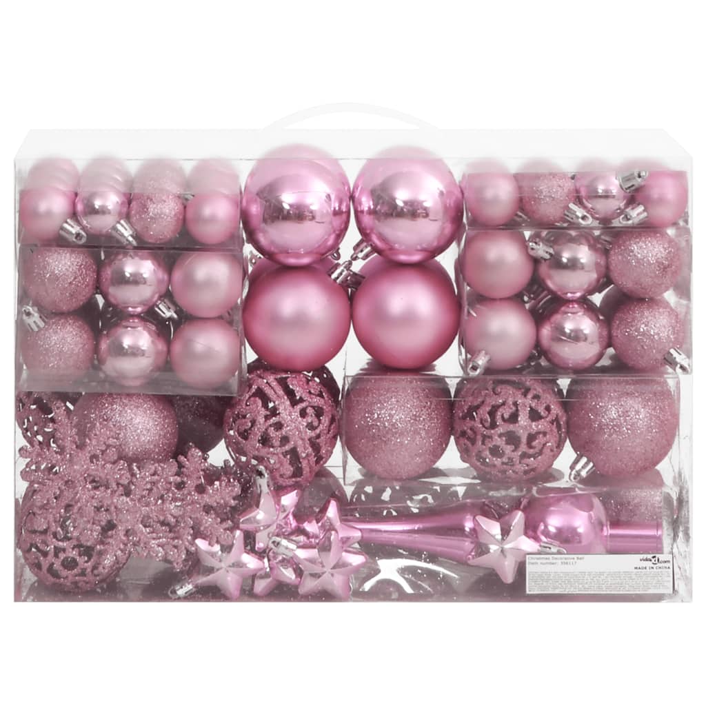 111-Delige Kerstballenset Polystyreen Roze Roze