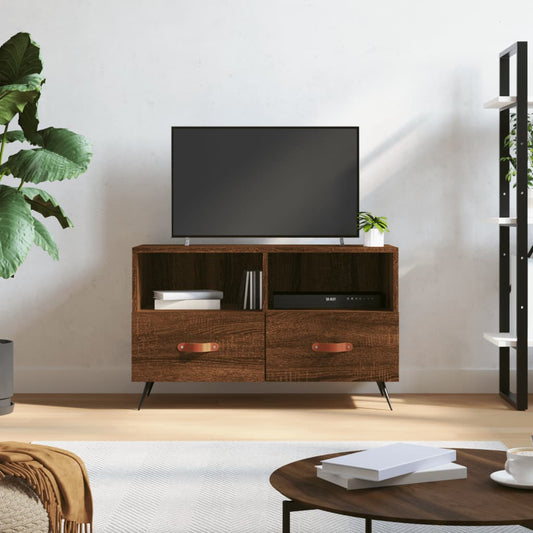 Tv-Meubel 80X36X50 Cm Bewerkt Hout Bruineikenkleurig Bruineiken - Design Meubelz