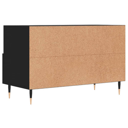 Tv-Meubel 80X36X50 Cm Bewerkt Hout Zwart Zwart - Design Meubelz