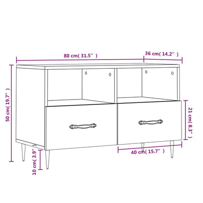 Tv-Meubel 80X36X50 Cm Bewerkt Hout Grijs Sonoma Eikenkleurig Grijs sonoma - Design Meubelz