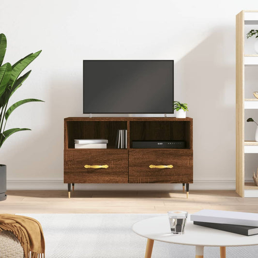 Tv-Meubel 80X36X50 Cm Bewerkt Hout Bruineikenkleurig - Design Meubelz