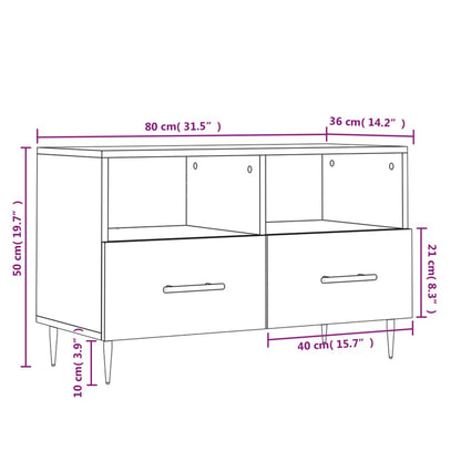 Tv-Meubel 80X36X50 Cm Bewerkt Hout Wit Wit - Design Meubelz