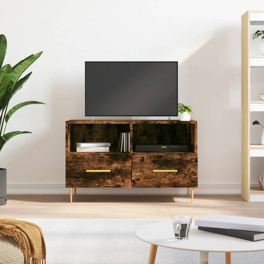 Tv-Meubel 80X36X50 Cm Bewerkt Hout Gerookt Eikenkleurig Gerookt eiken - Design Meubelz