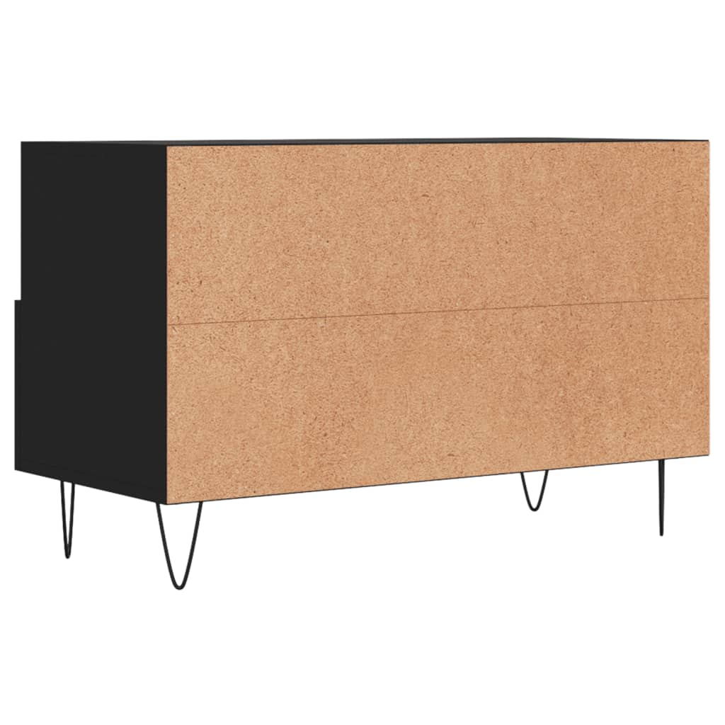 Tv-Meubel 80X36X50 Cm Bewerkt Hout Zwart Zwart - Design Meubelz