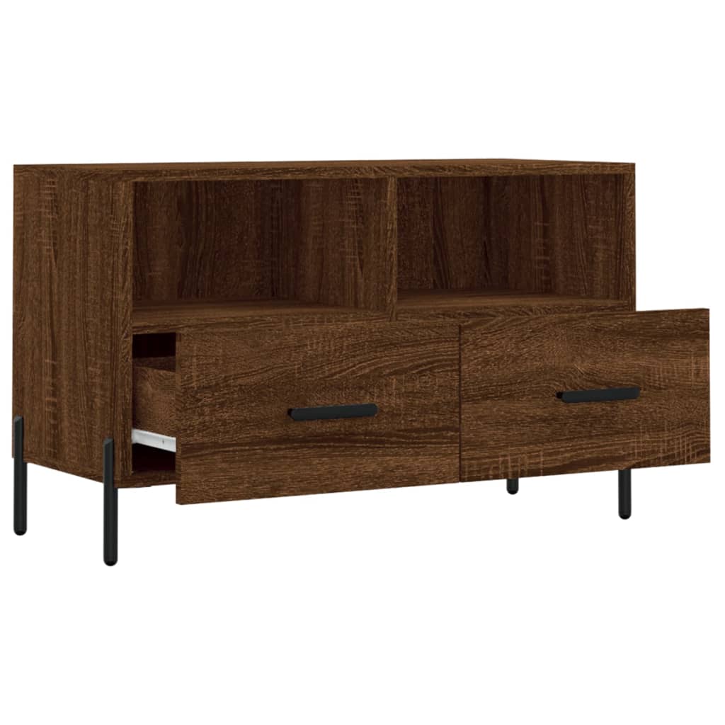 Tv-Meubel 80X36X50 Cm Bewerkt Hout Bruineikenkleurig Bruineiken - Design Meubelz