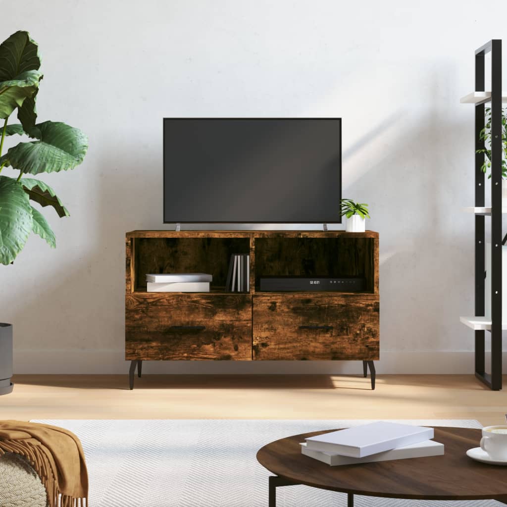 Tv-Meubel 80X36X50 Cm Bewerkt Hout Gerookt Eikenkleurig Gerookt eiken - Design Meubelz