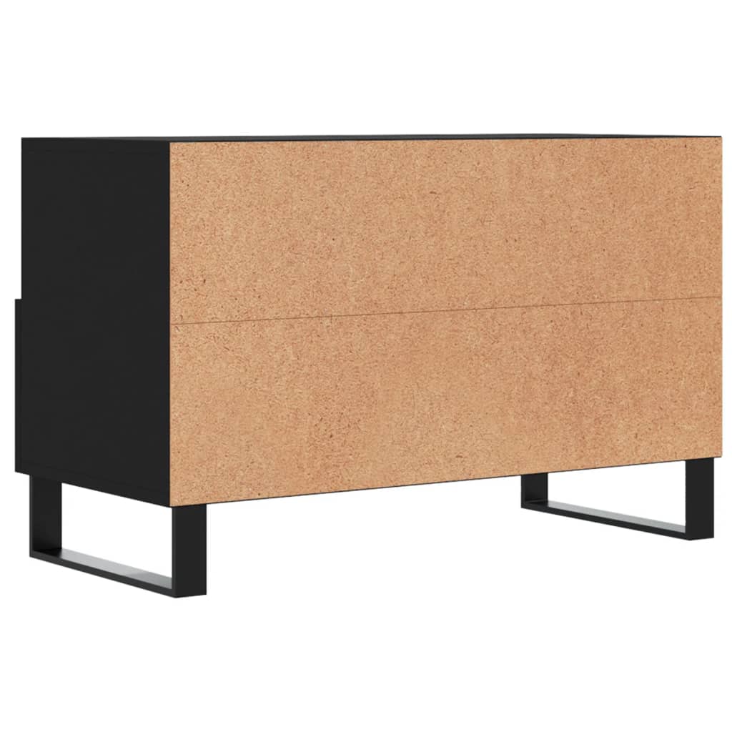 Tv-Meubel 80X36X50 Cm Bewerkt Hout Zwart Zwart - Design Meubelz