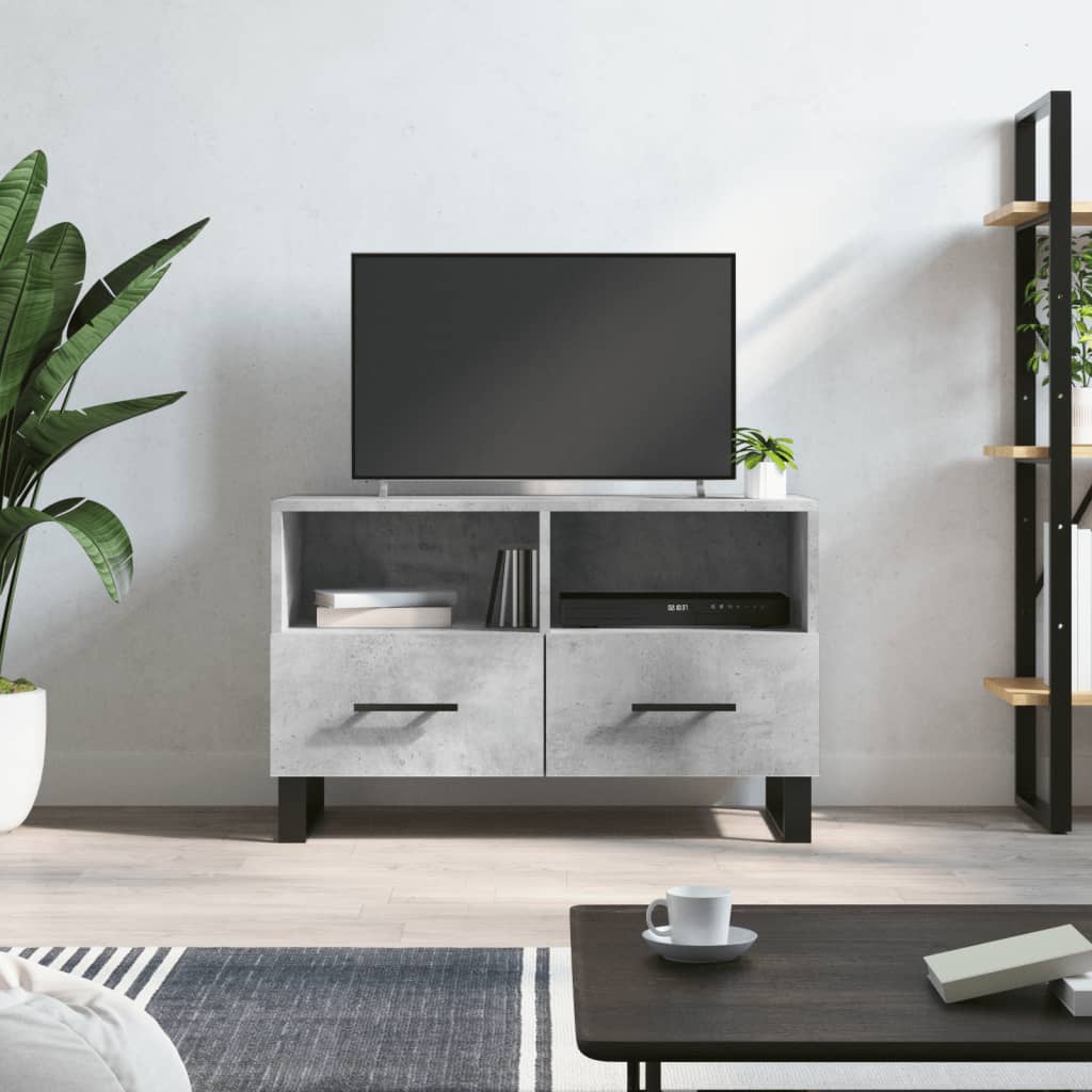 Tv-Meubel 80X36X50 Cm Bewerkt Hout Betongrijs Betongrijs - Design Meubelz