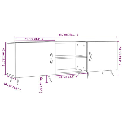 Tv-Meubel 150X30X50 Cm Bewerkt Hout Wit Wit - Design Meubelz