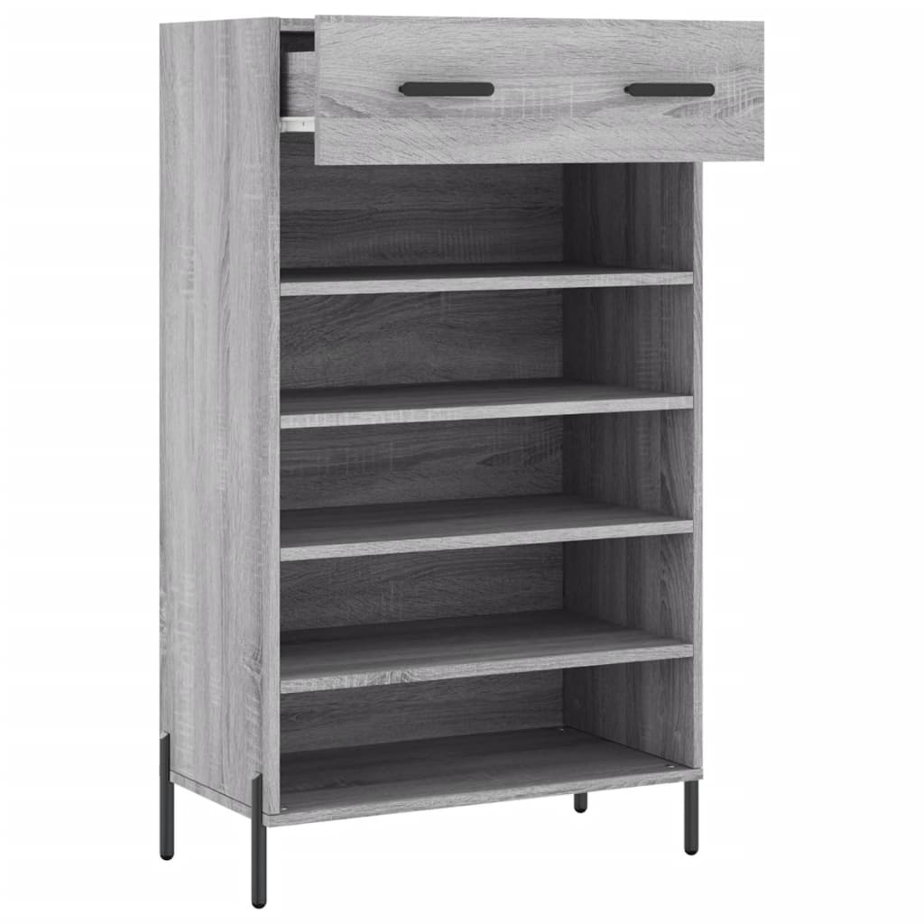 Schoenenkast 60X35X105 Cm Bewerkt Hout Grijs Sonoma Eikenkleur - Design Meubelz